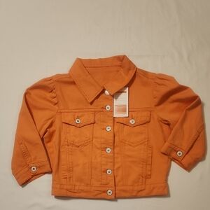 NWT Vintage Americana Vibrant Peach Denim Jean Jacket